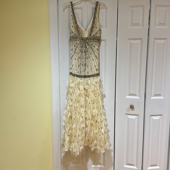 Sue Wong Gown Sue Wong Metallic Silk Jacquard Beaded Gown Bloomingdale's